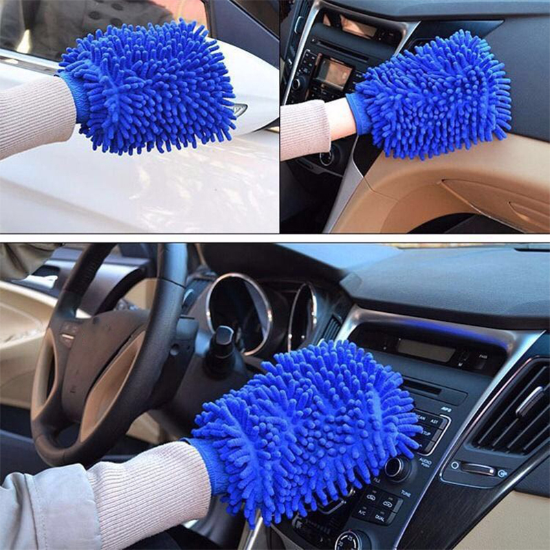 Dubbelzijdige motorfietsverzorging Reinigingshandschoenen Reinigingsdoekje Handdoek Microfiber Wasbare autowashandschoenen Wasaccessoires