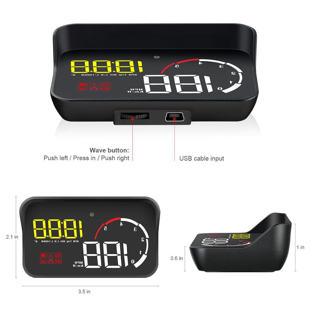Car HUD Head Up Display M10 OBD2 OBDII Overspeed Warning System Projector Windshield Auto Electronic Voltage Alarm