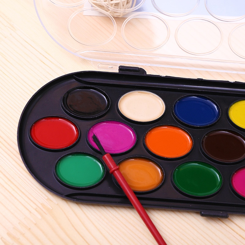 16 Kleuren Solid Aquarel Verf Verf Doos Met Penseel Professionele Heldere Kleur Draagbare Schets Aquarel Palet