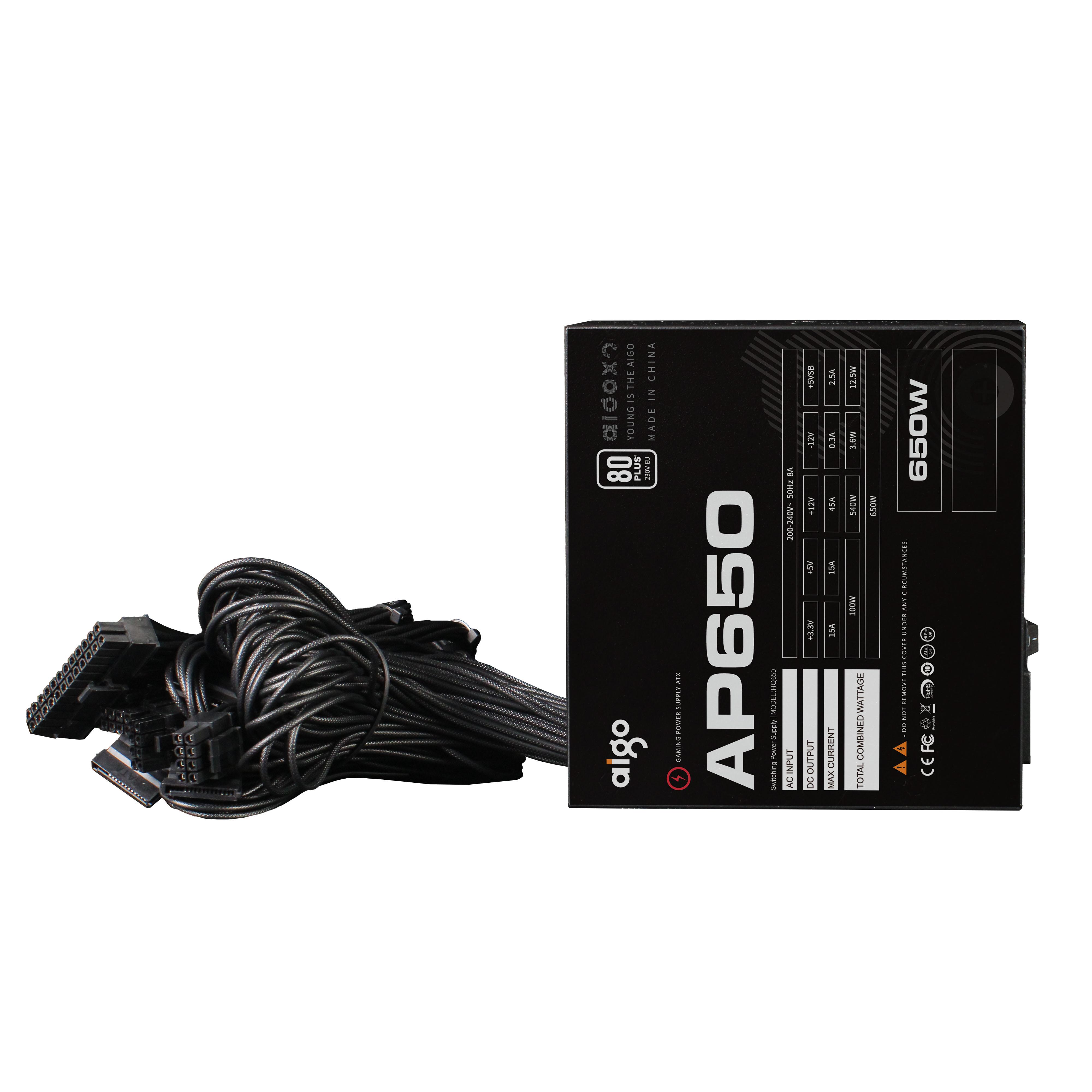 Aigo AP Zasilacz PC 550W 650W 750W Diy Gaming 80PLUS 230V EU 120MM Wyciszony wentylator ATX Komputer stacjonarny Gamer Fonte PSU Do rx 580