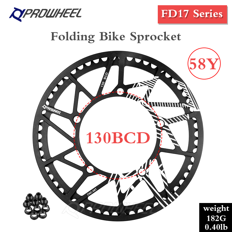 PROWHEEL 130BCD corona bici pieghevole 56T/58T/60T guarnitura pieghevole pignone piega bicicletta ampia ruota dentata stretta lega di alluminio: B 58T
