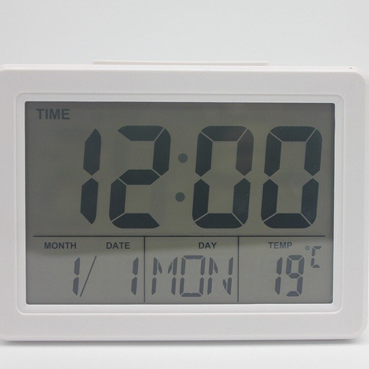 LED Digital Clock Alarm with Backlight Electronic Digital Table Clock with Temperature Calendar Snooze Function Desk Watch 6": White