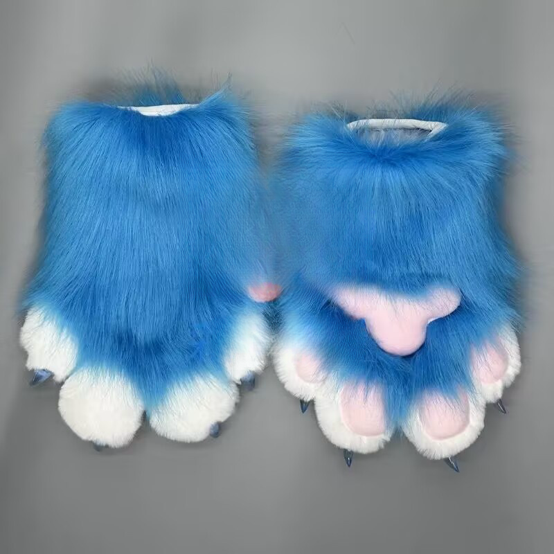 Kig fursuit kigurumi peludo animal garras unhas luvas cosplay traje wearable peludo animal pata cosplay adereços: Verde exército