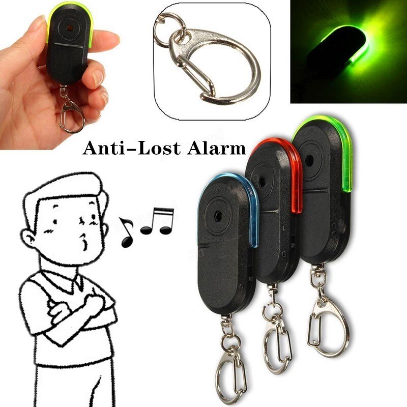 Anti-mistet alarm nøglefinder lokaliser nøglering fløjte lyd med led lys mini anti mistet nøglefinder sensor