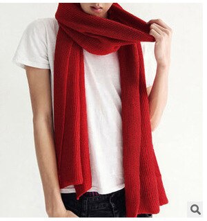 Mandlig vintervarmer sort marineblå gråfarvet akrylstrikkede tørklæder til herrer: Rød