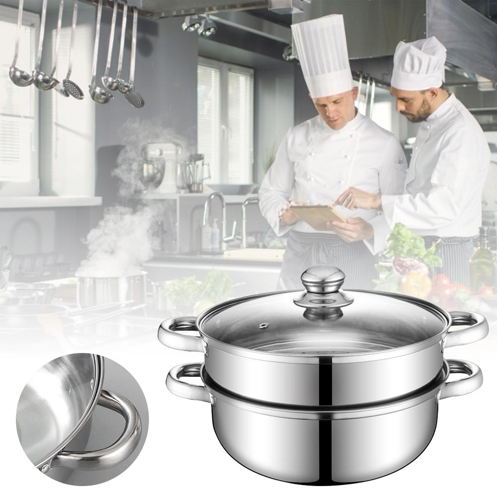 Steam Boiler Set Double Stainless Steel Steamer Thick Soup Steamer Multifunctional Pot Home Induction Cooker For Porridge