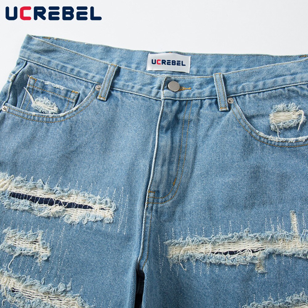 Gewaschen betrübt gerissen Denim kurze Hose Herren Streetwear Knie-länge kurze Hose Sommer hoch Straße verlieren Jeans Halbe Hosen Männer
