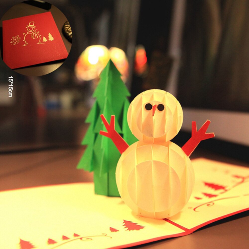 3D Greeting Cards Christmas Tree Snowman Xmas Wish Card for Children Friends