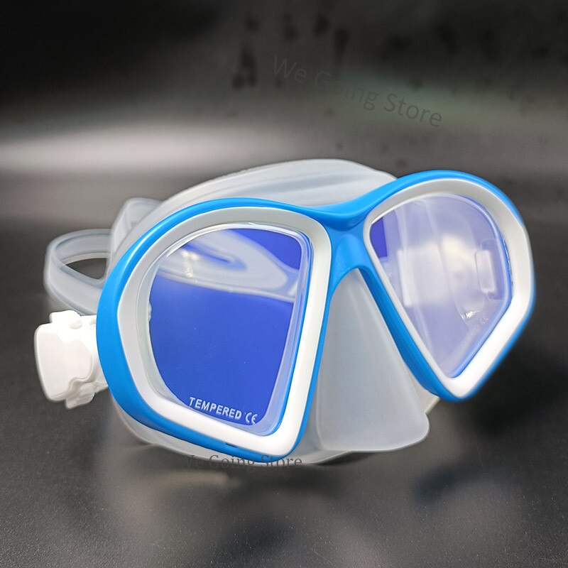 Teenager Swimming Mask Silicone Low Volume Scuba Diving Mask Freediving Scuba Dive Goggles with Coating Mirror Lens: blue 2