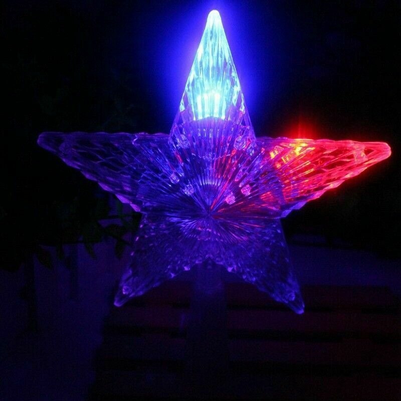 Christmas Tree Top LED Light Star Xmas Tree Star Topper Decoration Battery Operated Treetop Ornament