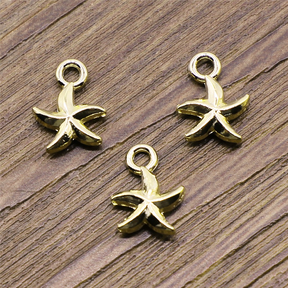WYSIWYG 20 pcs/lot breloques étoile de mer bricolage bijoux résultats couleur or Rose 12x7mm étoiles de mer breloques