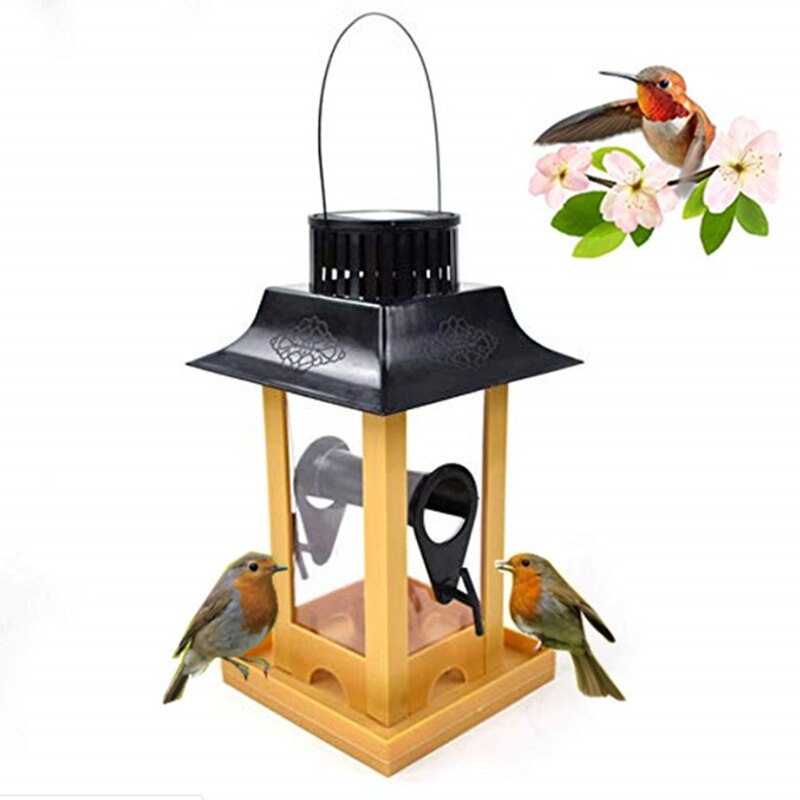 Solar Parrot Feeder Led Light Bird Feeder Station Hanging Pigeon Crow Parrot Outdoor Balcony Bird Feeding