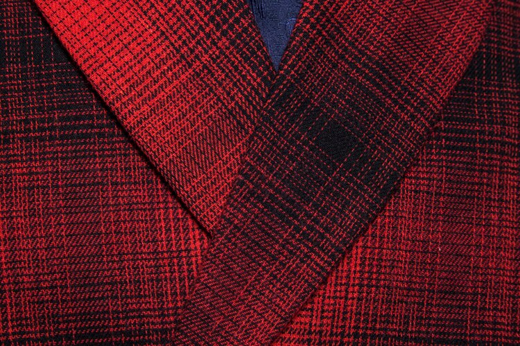 Vest Spring and Autumn Men's Checkered Green Fruit Collar Double Breasted Slim Business Casual Suit Waistcoat