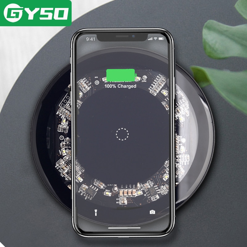 GYSO 15W Wireless Charger for iPhone SE SE 2 for Samsung S8 S9 S10 S20 Note 10 Plus Qi Charging Pad for iPhone 11 Pro Max
