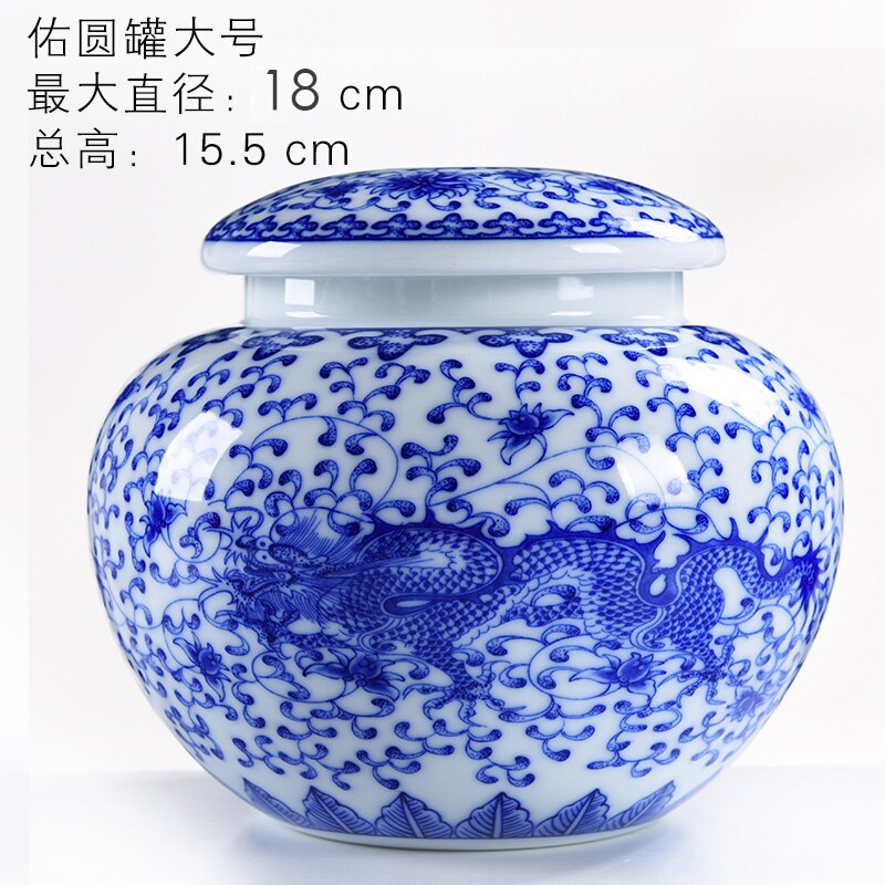 Cilindrische Draak Keramische Thee Caddy Reliëf Bloem Verzegeld Opslag Jar Huishoudelijke Snoep Moer Opslag Jar Container Art Decoratie: L-C