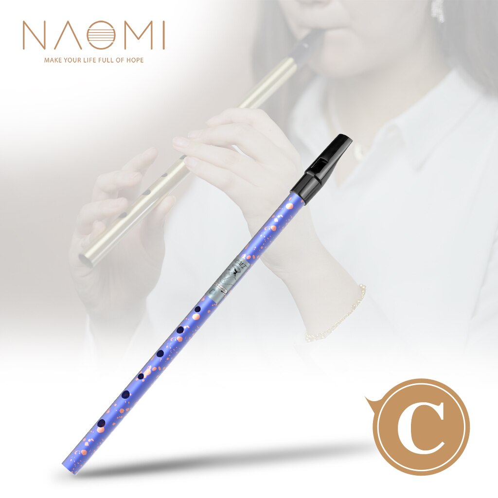 NAOMI Blue Irish Whistle C&D Keys Penny Whistle 6 Holes Flute For Celtic & Folk Music Student Whistle: C Key