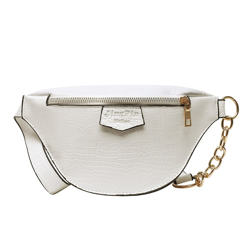 Fanny Pack femmes taille ceinture sac Crocodile motif Vintage taille sacs femme Bum pochette téléphone en cuir poitrine sac ZY889: White  Waist Bag