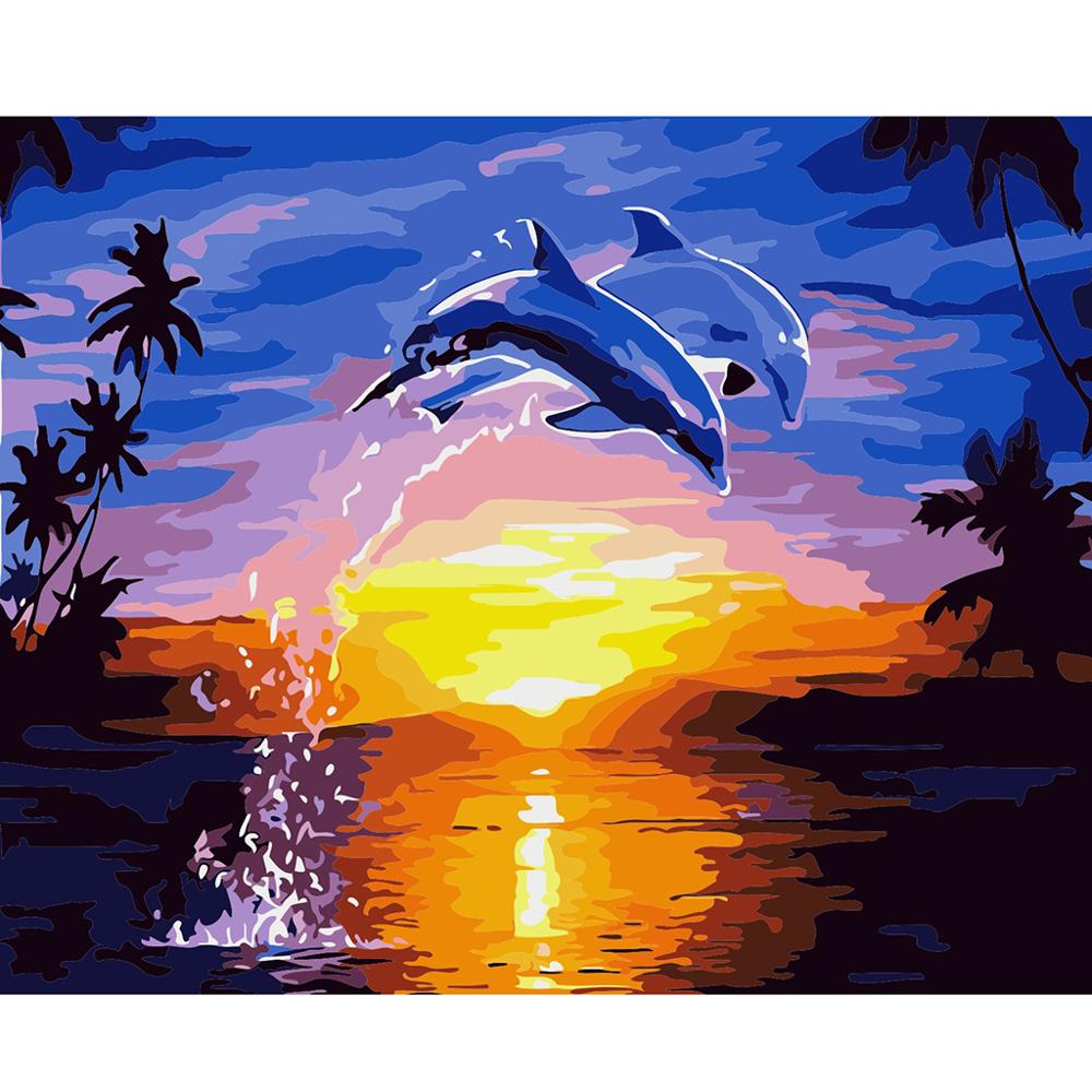 Pintura Diy de tortuga por números para colorear por números, arte de pared moderno, imagen por números para decoración del hogar, juguetes hechos a mano para niños: NO Framed 0134