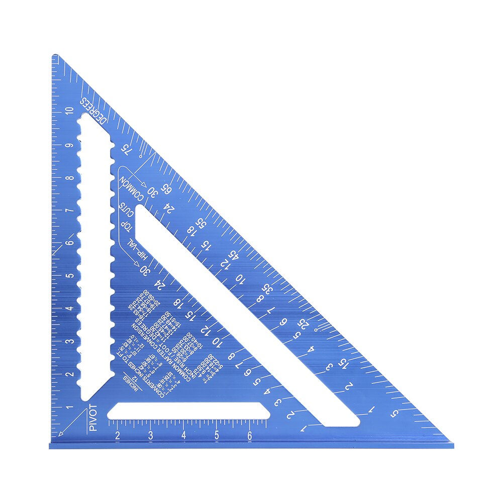 12 inch Speed Square Metric Triangle Ruler Aluminum Alloy Measuring Ruler Woodworking Angle Protractor For Building Framing Tool: Blue 12 inch