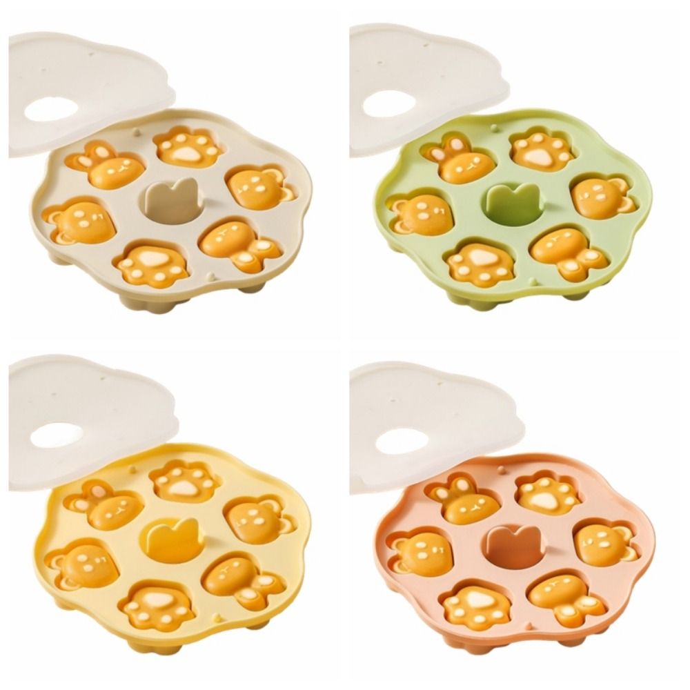 Baby Food Steamed Cake Mold 190ML 6 Grids Cartoon Baking Mold BPA Free Reusable Silicone Cake Mold Baking Supplies