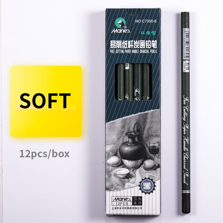 Marie's 12Pcs/set Sketch Charcoal Pencil For Painting Soft Pencils Drawing Lapiz Set Stationery School Pencils For Students Art: 12pcs soft