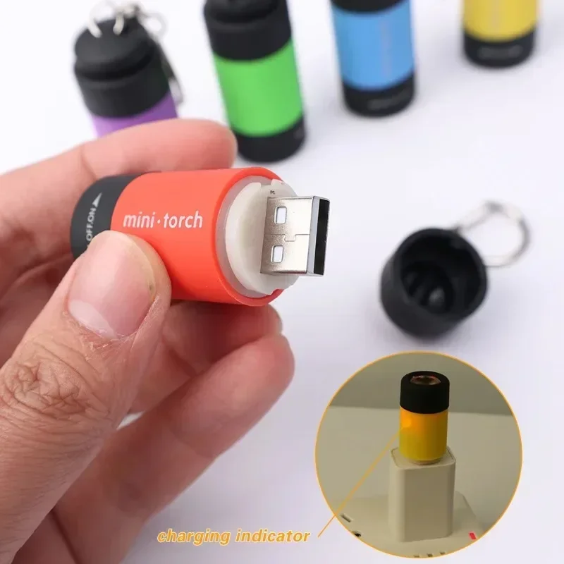 Mini LED Taschenlampe USB Aufladen Taschenlampe Schlüssel bund tragbare Tasche Taschenlampe wasserdichte draussen tragbare Beleuchtung