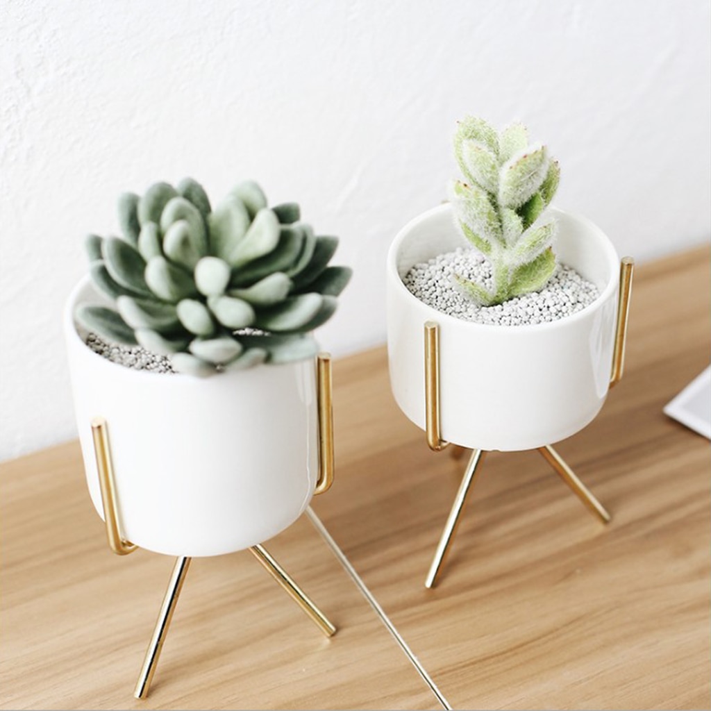 Nordic Stijl Plant Stand Met Bloempot Succulente Planter Rack Holder Inclusief Wit Planten Pot