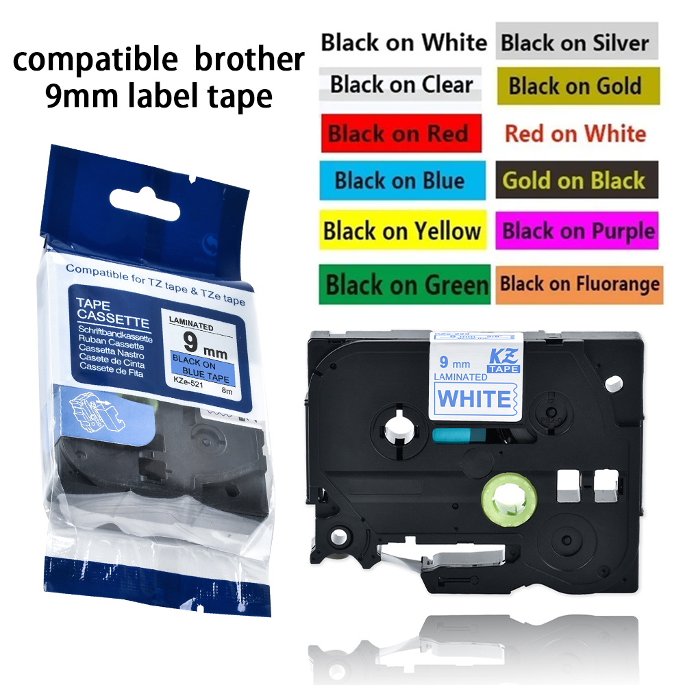 9 mm multi-colored laminated label tapes, label tapes, tze tape for brother p-touch printers as tze -221 tze -221 tze 221 tze 221 tz 221