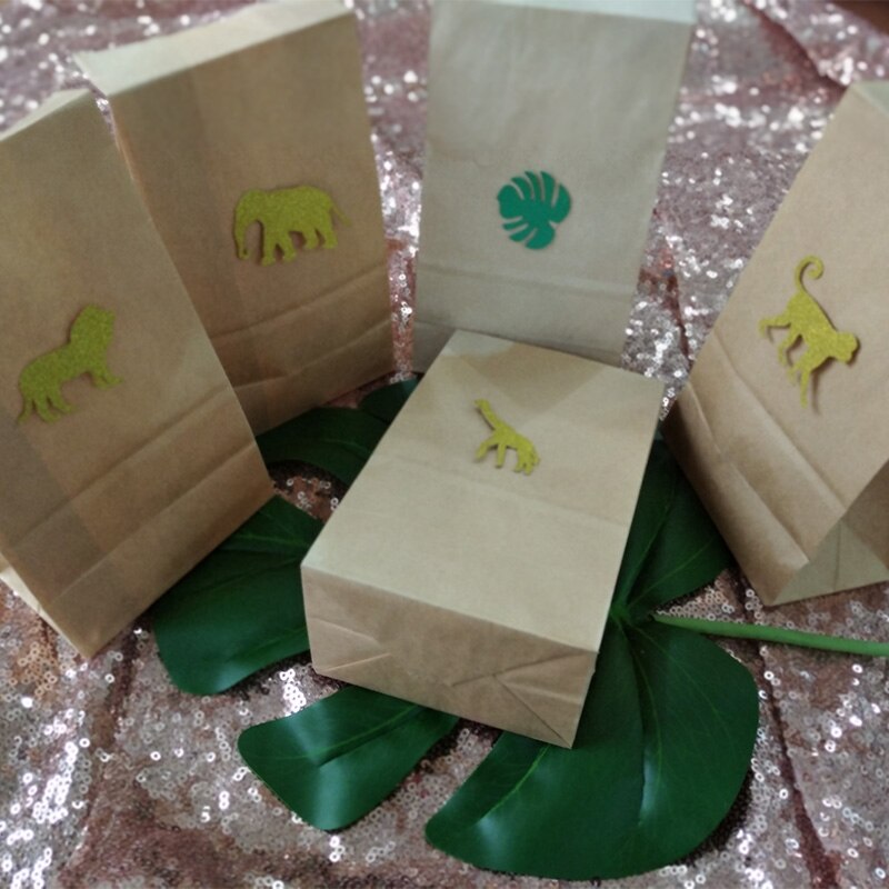 Décoration pour fête prénatale Safari Jungle, décoration pour fête prénatale sauvage, centre de table, pour fête prénatale, sac bonbons: 5pcs gift bag