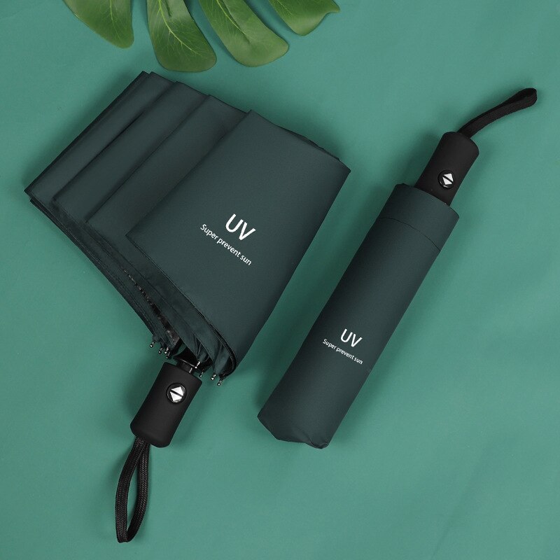 Automatic Folding Umbrella Girl UV Folding Umbrella Sun Rain Sunshade Unisex Black Glue Waterproof Portable Travel UMBRELLAS