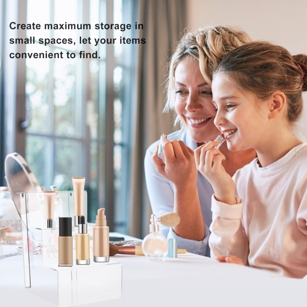 3 Steps Transparent Acrylic Display Stand Shelf for Cosmetics Jewelries Cakes