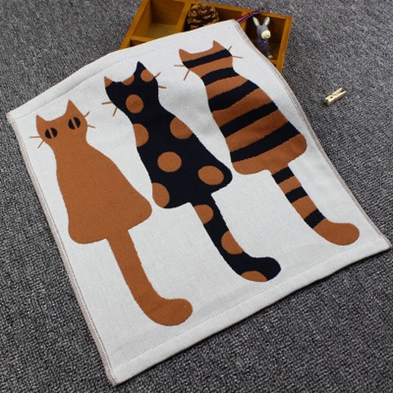 1 ST 35*40 cm Drielaags Zachte Baby Katoenen Badhanddoek Stof Jacquard Cartoon Kat Beer Opknoping Handdoeken Vierkant Gezicht Hand Gaas Handdoek