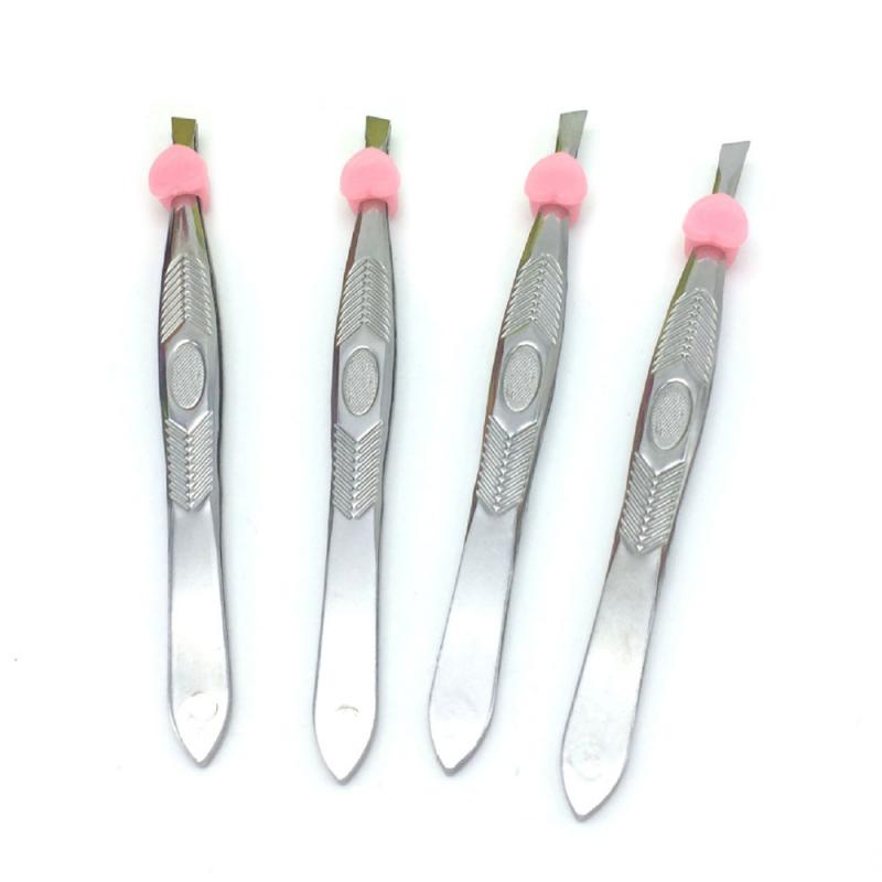 Pinças de sobrancelha oblíqua profissional, pinça para sobrancelha sem dor, ferramenta inclinada para cabelo, ferramenta de pinça em aço inoxidável, 1 peça