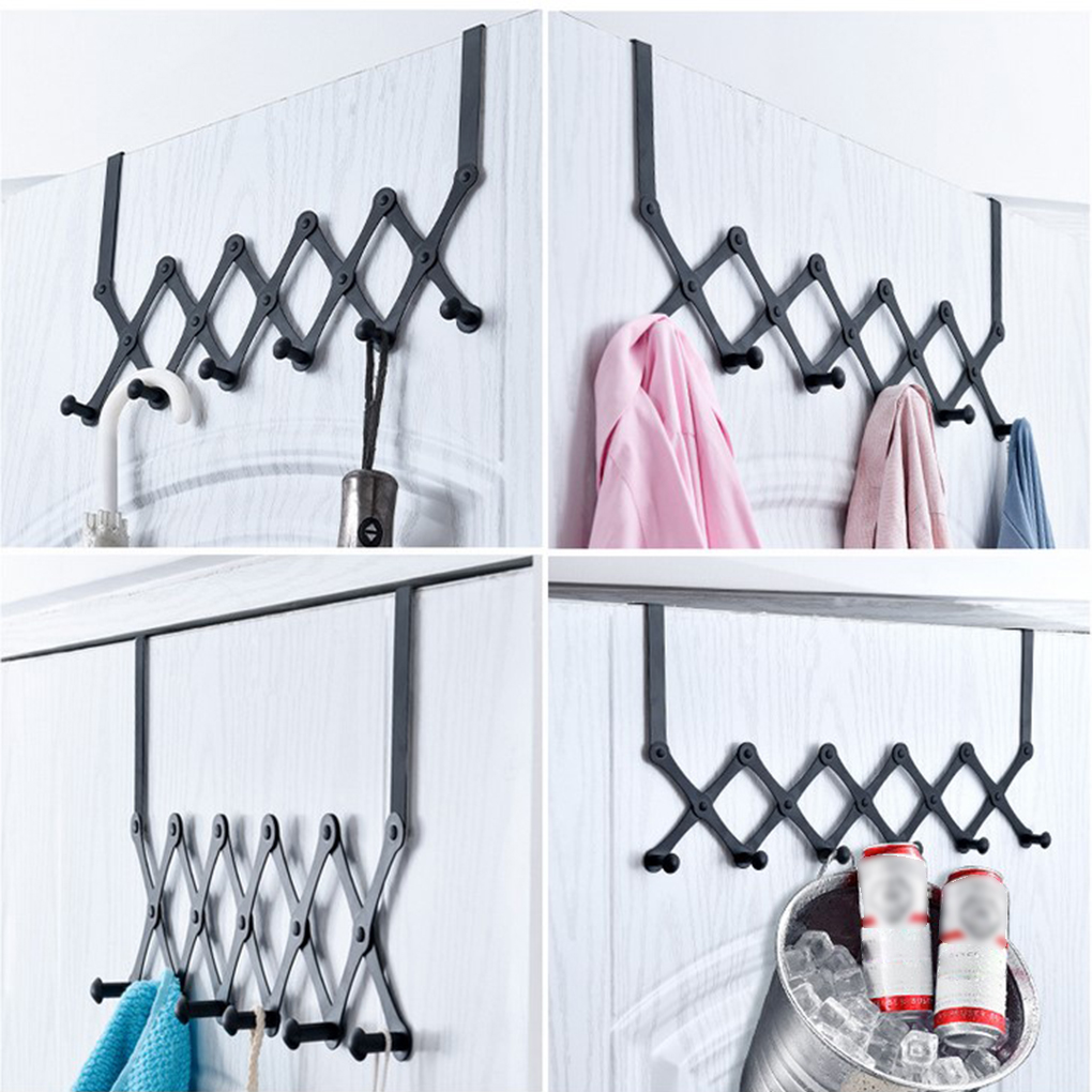 Deur Opknoping Haak Punch Gratis Deur Hanger Hoeden Tassen Houder Tie Sjaal Sleutel Haak Verstelbare Muurhanger Kledingrek Handdoek plank
