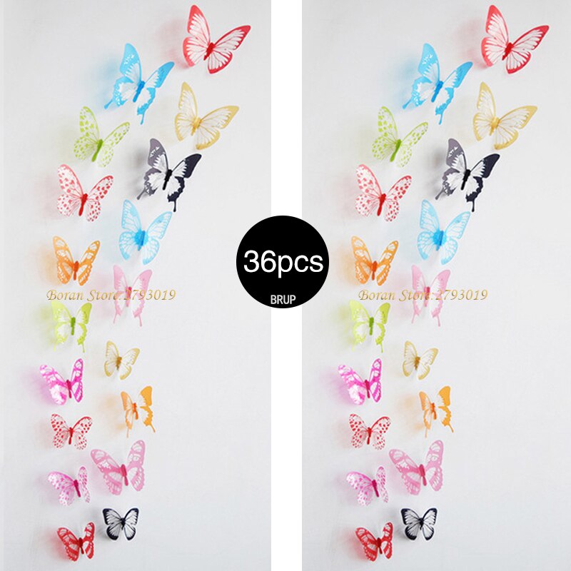 Juego de pegatinas de PVC para pared, adhesivos decorativos impermeables de mariposas en blanco y negro para decoración de bodas y fiestas, artístico, 36 unids/set: 102x2