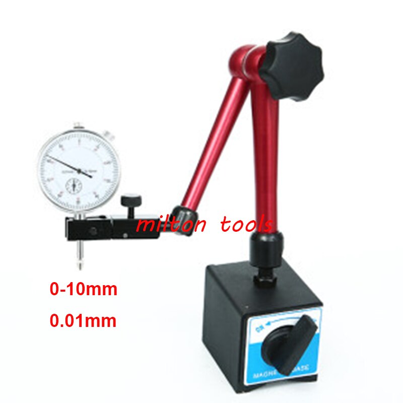 Dial Indicator +big universal Magnetic Stand Base Holder 0.8mm Dial /10MM dial Test Comparator For Equipment Calibration: 2pcs set B