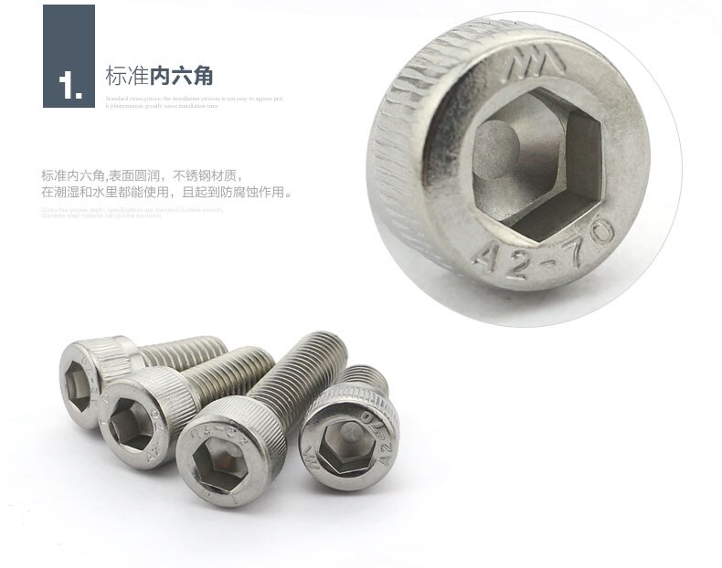 YT818 304 Stainless Steel Shcs Bolt/Cup Bolt Hexagon Socket Screw M3 * Xmm Hexagon Socket Csk Screw