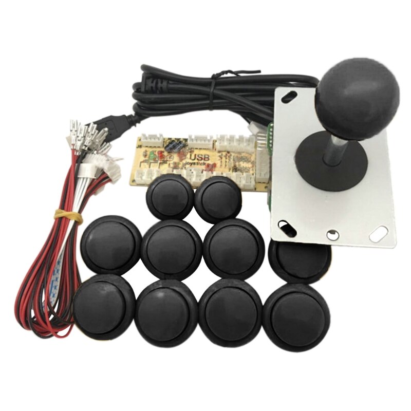 Joystick de arcada diy kit zero atraso usb codificador para pc ps3 sanwa joystick e botões para arcade mame: Black