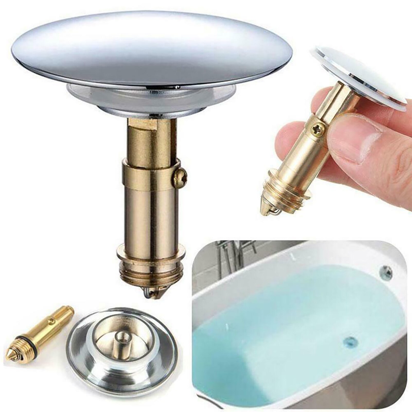 36/38/43/66/69mm Brass Bathtub Plug Replacement Bath Pop Up Waste Plug Only Flat Seal Brass Bathroom Tub Drain Drainer Strainer