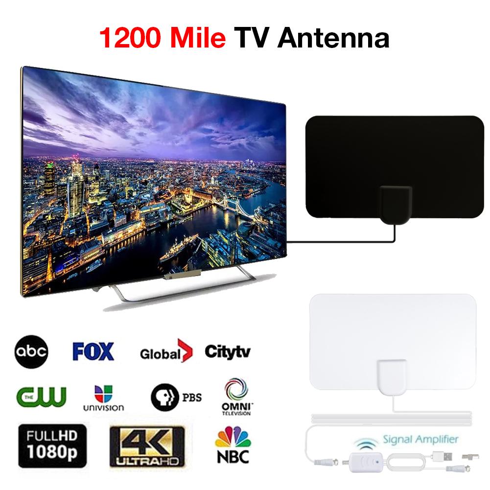 1200 Miles 1080P Indoor Digital TV Antenna Signal Receiver With Amplifier Signal Booster Radius Surf Fox HD Mini Antennas Aerial