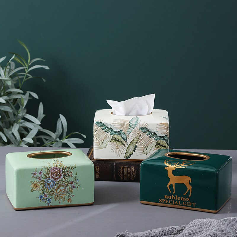 Newyearnew europe keramische tissueboxen, antieke edele huisdecoratie, opbergdoos voor tissues, bruiloft