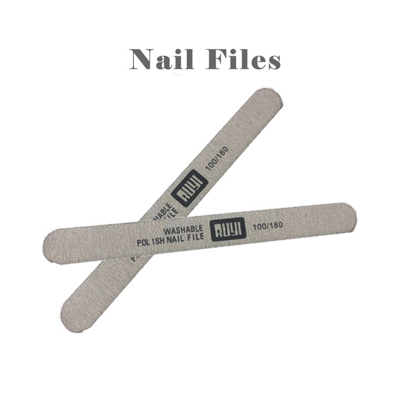 Nagelfilar för uv gel poly gel slip lack polering block 100/180 nagel slip buffertar manikyr verktyg set: Silver-