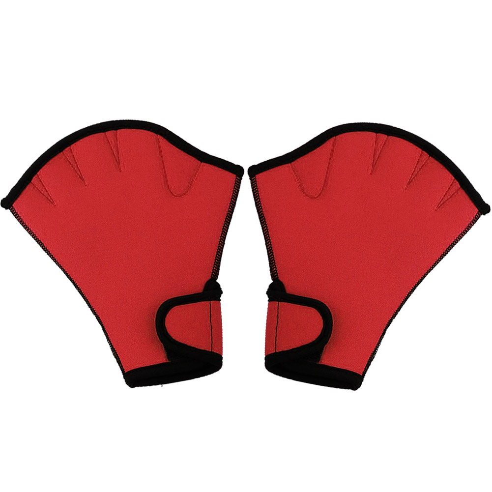 1 Pair Swimming Gloves Aquatic Fitness Water Resistance Aqua Fit Paddle Training Fingerless Gloves Diving Equipment: Red / S