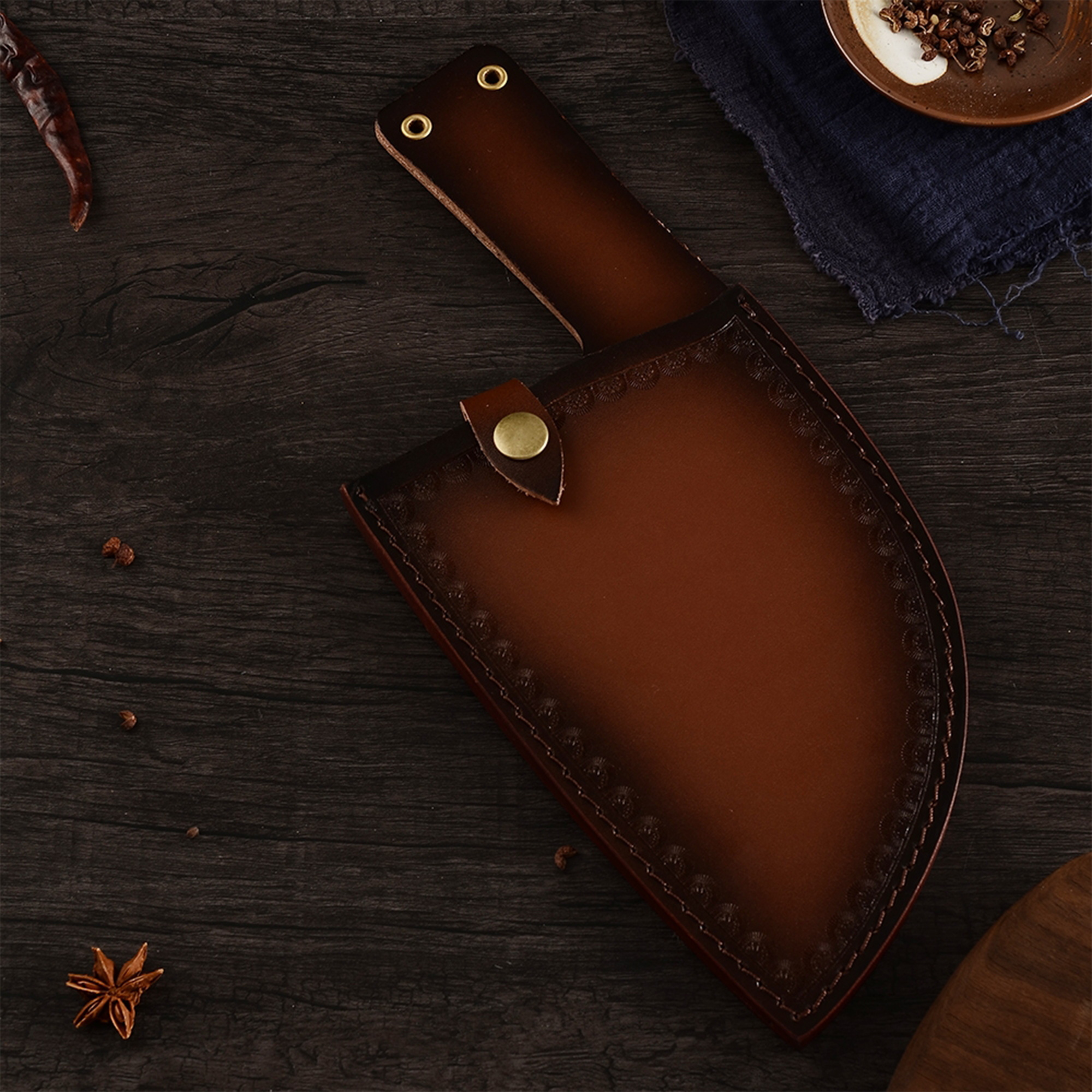 2pcs Knife Sheath Set Leather Case Knife Edge Protective Cover Sheath Case For 7 Inch Wide Blade Stainless Steel Butcher Knives