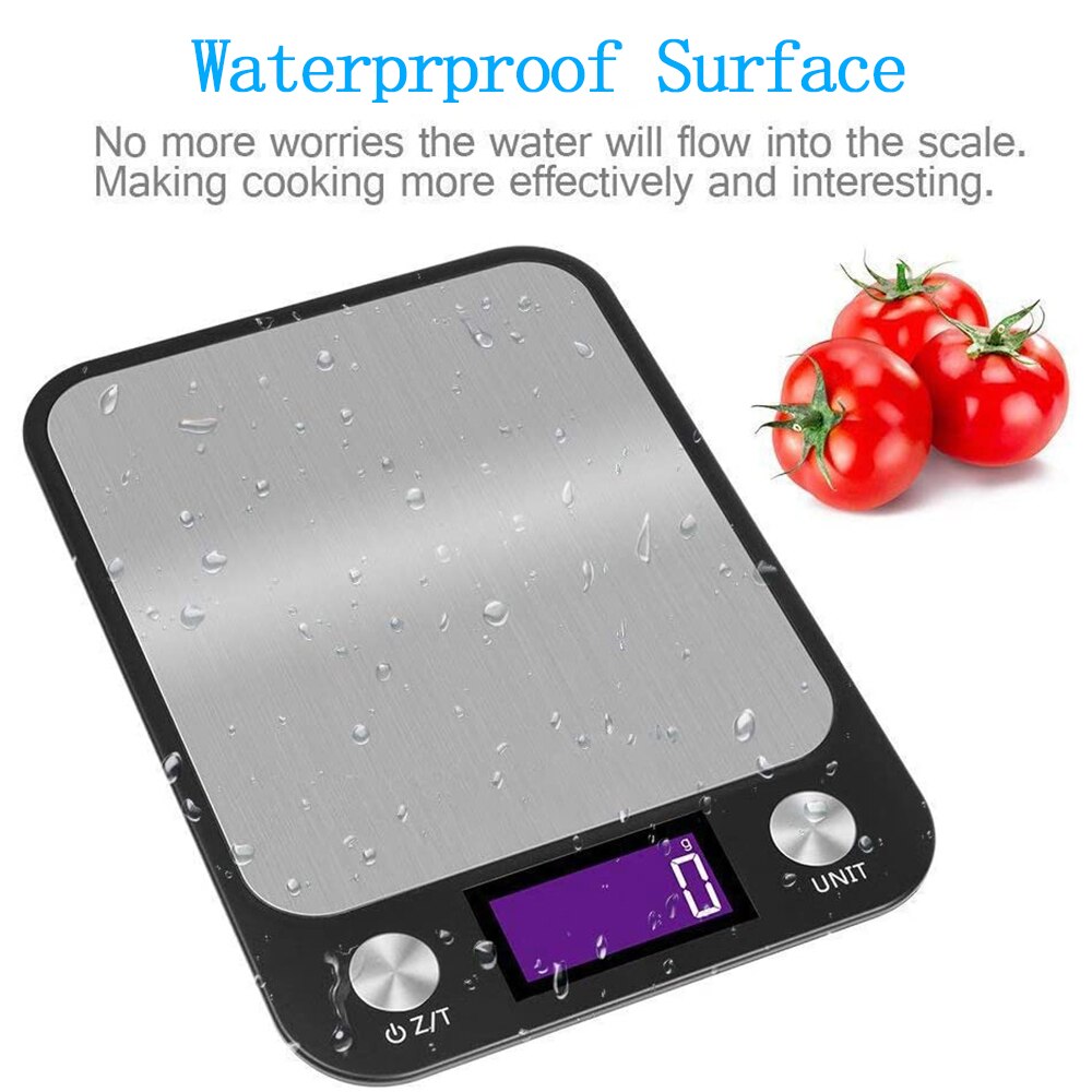 Digital mat/köksvåg ,22 lb 10 kg, känslig beröringsknapp, rostfritt stål matvikt elektronisk för matlagning bakning, svart