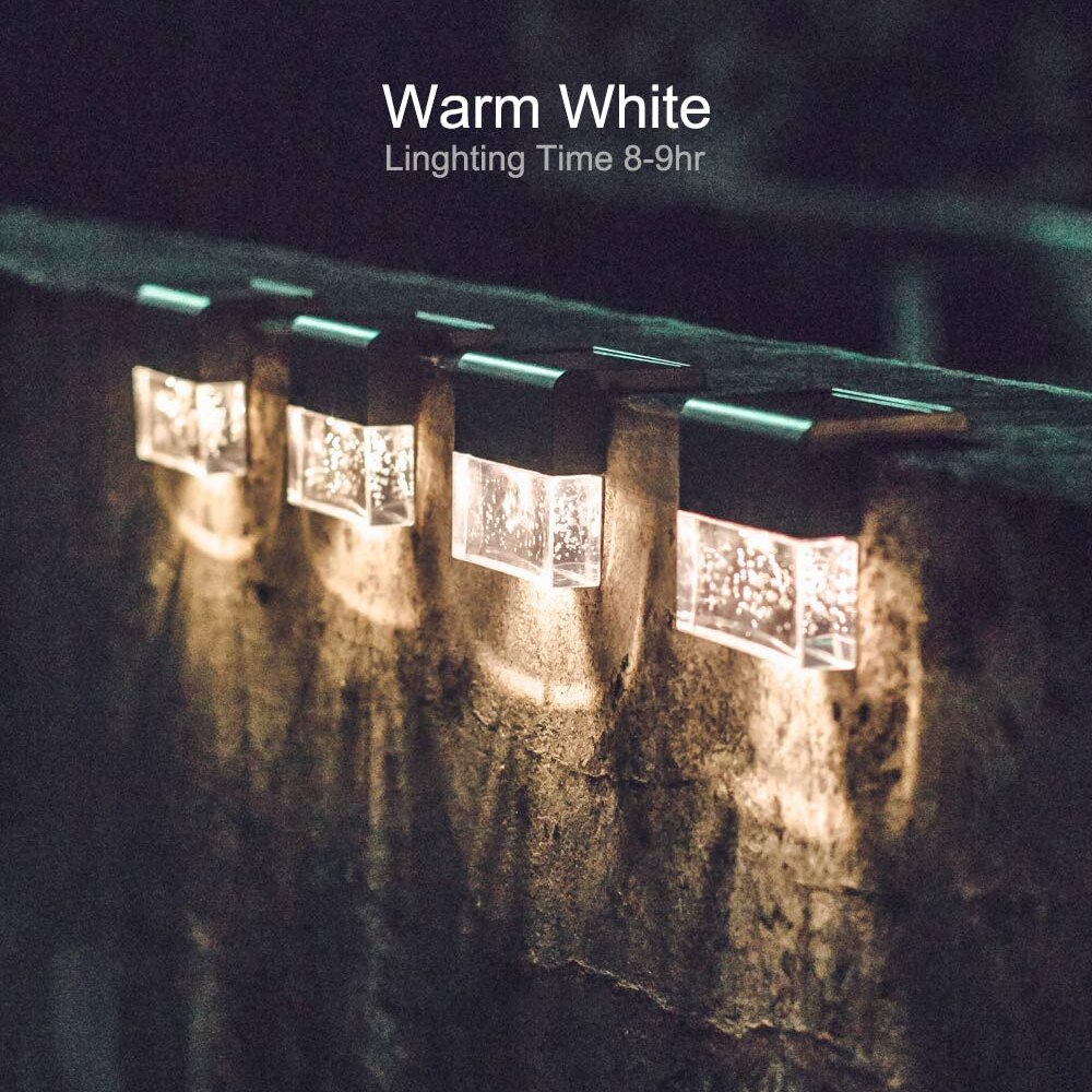 Led Solar Light Outdoor Deklicht Solar Power Waterdichte Rgb + Warmwit Hek Licht Voor Tuin Stap Dek Hek Trap verlichting