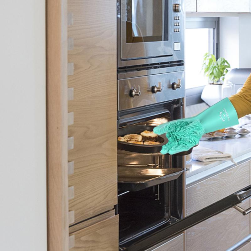 2 In 1 Magic Silicone Dishwashing Scrubber Dish Washing Sponge Rubber Gloves Housekeeping Kitchen Cleaning Tool