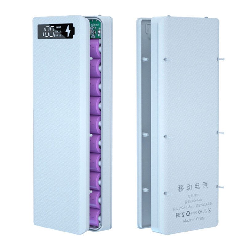 Pd Diy Power Bank Case 10*18650 Battery Charger Box Qc Quick 18650 Batterij Houder Dual Usb Mobiele Telefoon lader Shell Geen Batterij