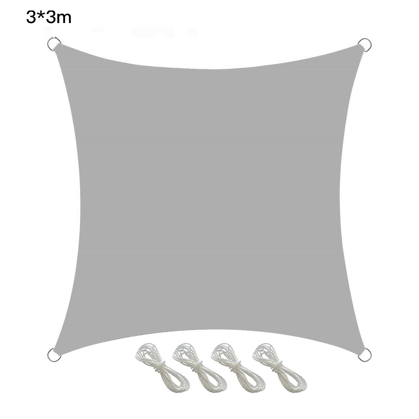 Sunshade Sail Shade Cloth Awning Outdoor Square With Hardware Kit 2m*4 Rope Courtyard Garden Set 98% UV Rainproof Canopy: Grey 3 x 3m