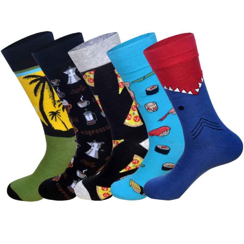 Nedenunder 5 par/parti efteråret ankom skateboarding sokker mænd kunst britishstyle streetwear hip hop calcetines: Lod d